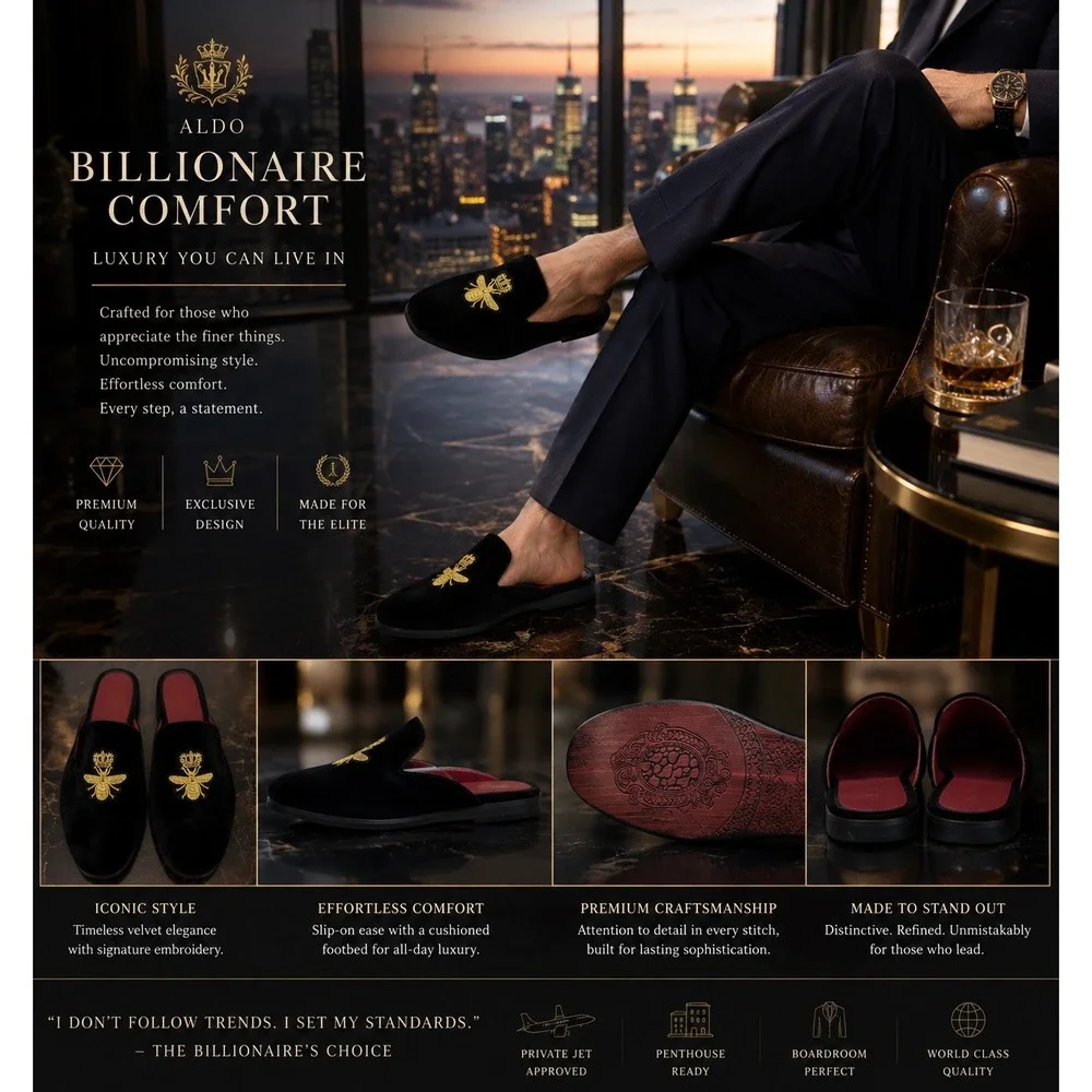 Black Velvet Bee Embroidered Slip-On Mule Loafers Slippers Men's Luxury Size 12